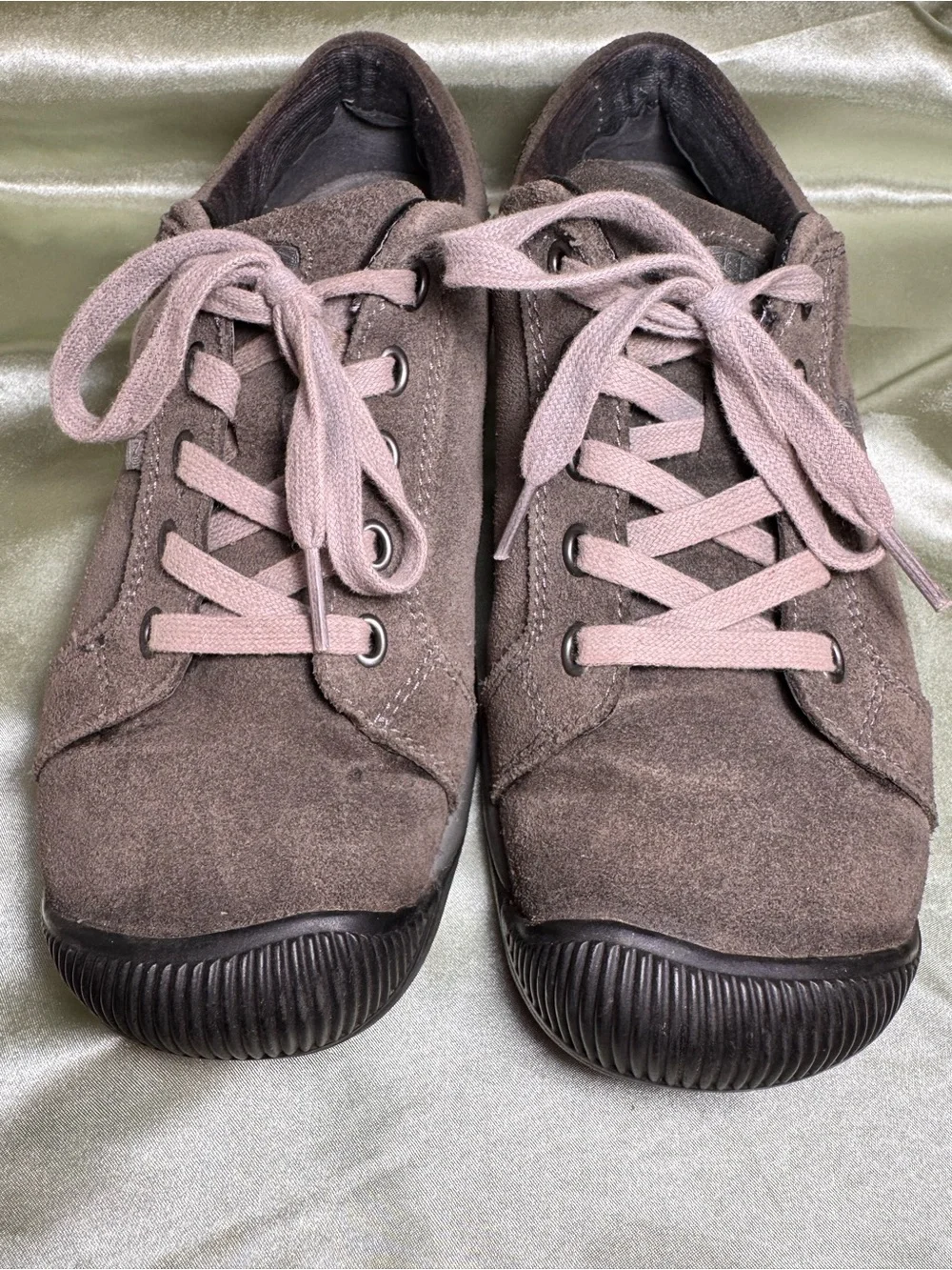 KEEN Reisen Low Leather Suede Comfort Oxford Sneakers Olive Green 7.5